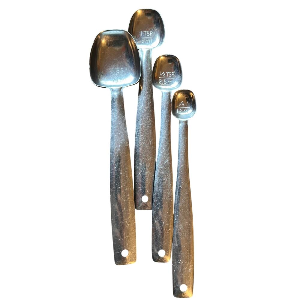 Vintage Foley stainless steel measuring spoons set-4 retro kitchen gadgets
